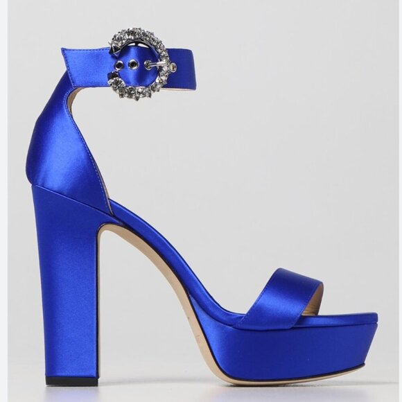 Jimmy Choo Shoes - Jimmy Choo Mionne 120 Satin Platform Sandal Heel Blue Size 37 / 7